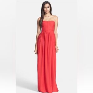 NWOT Parker Bayou Strapless Silk Coral Bodice Maxi Dress - S